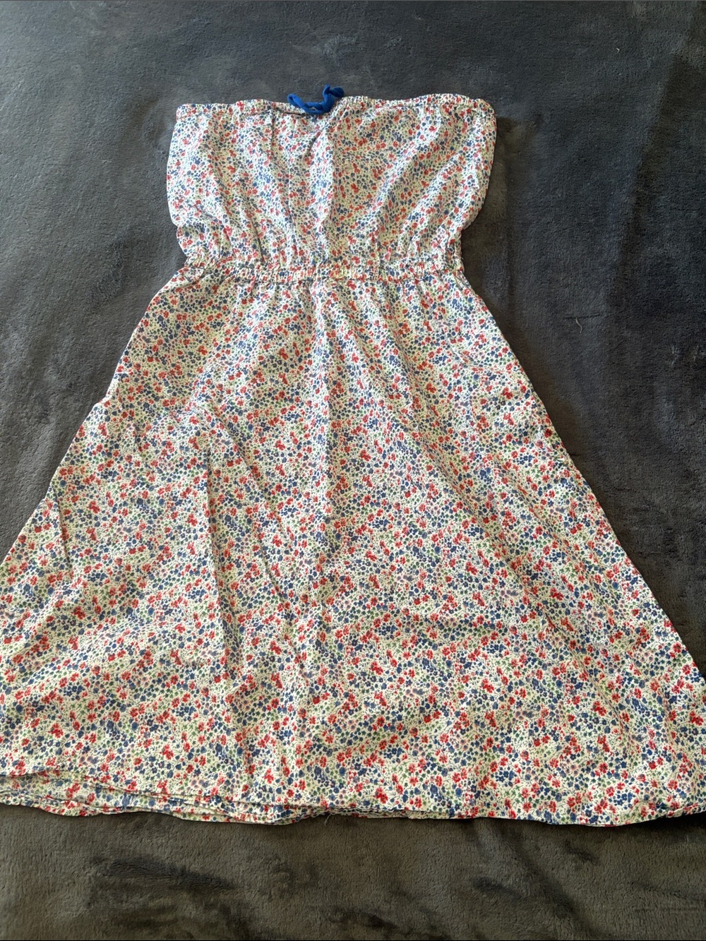 strapless floral-print summer dress